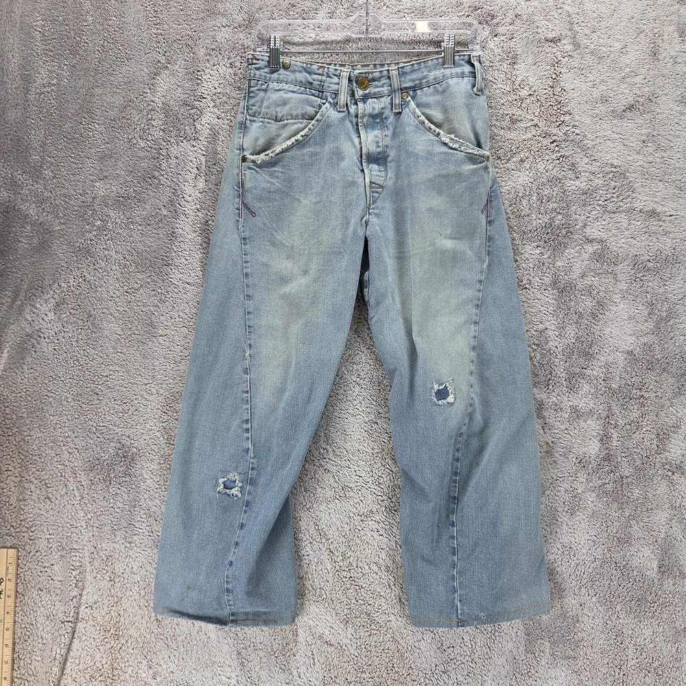 VTG Levis Engineered Jeans Mens Blue Twisted Buckle Back One Pocket Fits 28x24